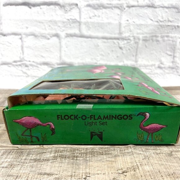 Vintage Flock-O-Flamingos String Light Set 10 Flamingo Lights With Original Box - Picture 7 of 15